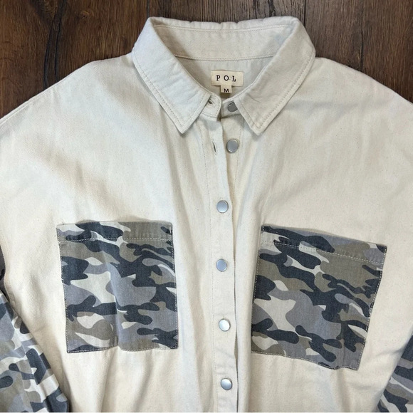 POL Rhodes Shacket Cream Camo SZ MED - Picture 3 of 7